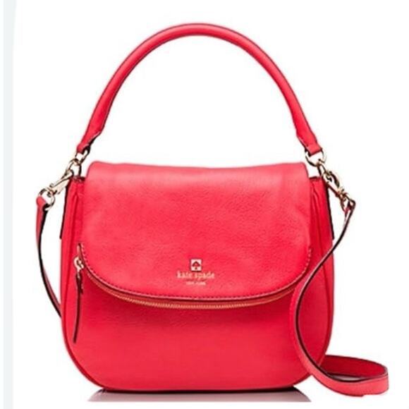 KATE SPADE | Jackson Stoplight (Red) Medium Saddle Flap Satchel Bag Crossbody - Picture 1 of 11